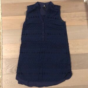 Aqua Women’s Navy Eyelet  Dress - Size Large
